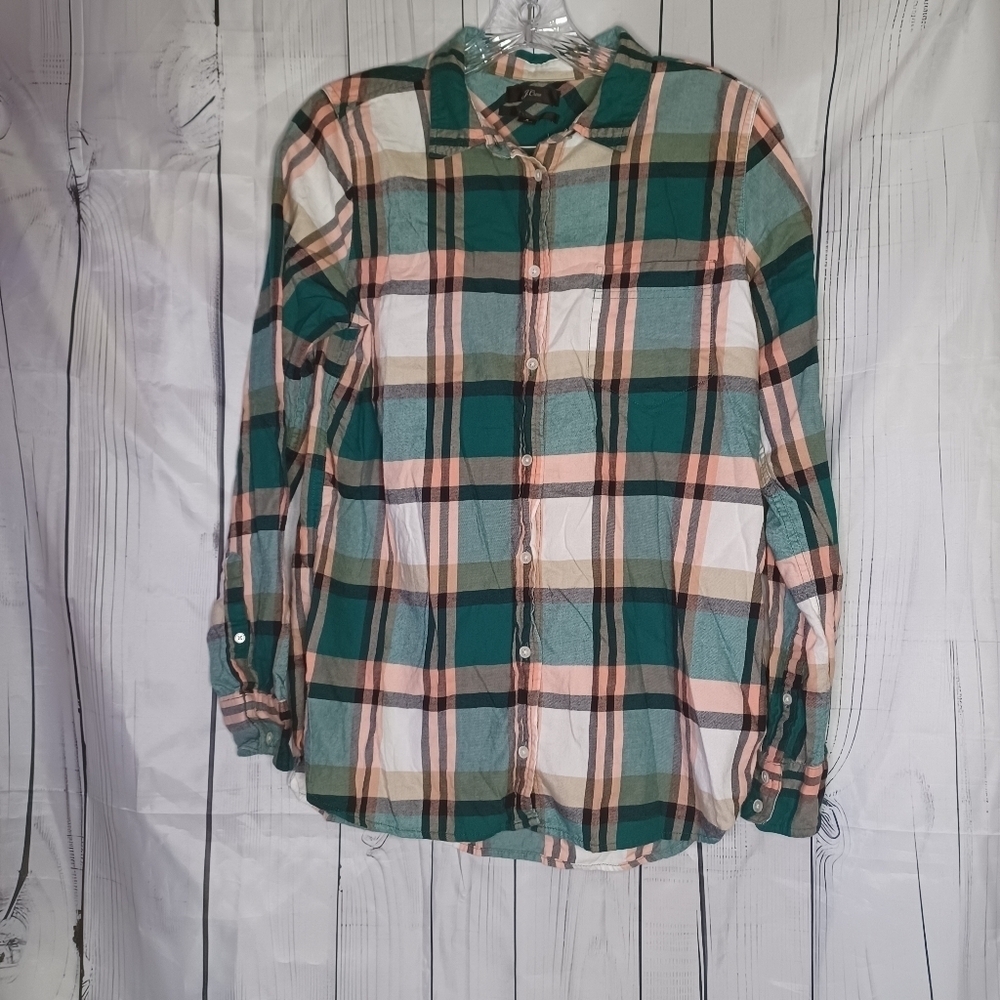 J.Crew Classic fit plaid button-down preppy 100% cotton shirt
